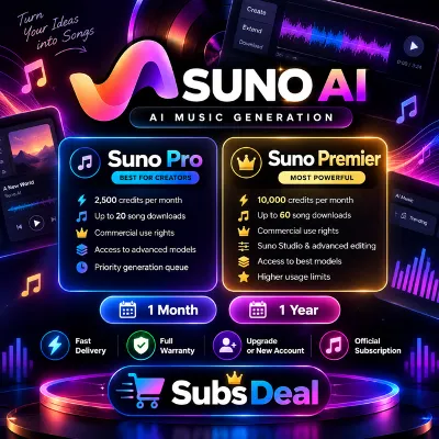 Suno AI Pro Premier 1-12 Months Upgrade Renew Full Warranty