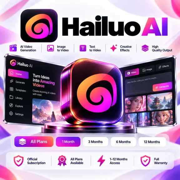 Hailuo AI — All Plans | 1–12 Months | Official Subscription | Full Warranty