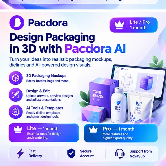 Pacdora AI Lite / Pro | 1 Month | 3D Mockups | Ready Account / Upgrade